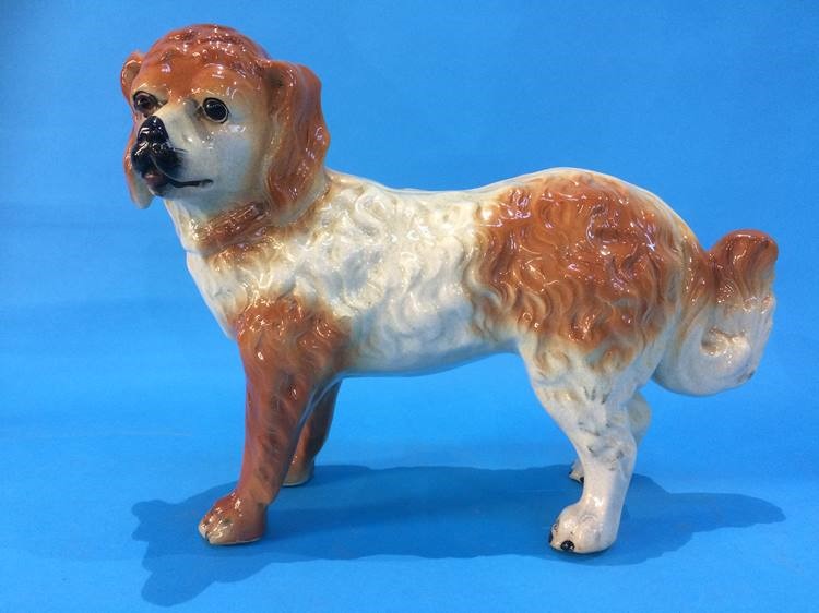 A pair of Victorian Staffordshire standing dogs, with glass eyes - Image 3 of 8