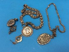 Box containing silver Victorian jewellery, 2 necklaces, pair of earrings and a locket