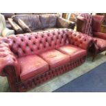 Chesterfield settee and armchair