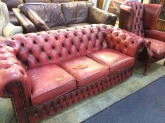 Chesterfield settee and armchair