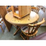 Pine table chair and corner cabinet