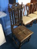 Oak carved hall chair