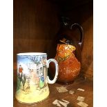 Burslem mug and a Royal Doulton Dewars jug