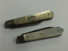 Two silver pen knives