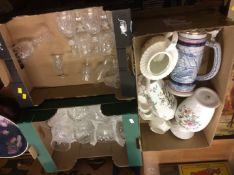 Three boxes including cut glass etc.