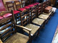 Set of six Country ladder back chairs