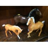 Three Beswick horses