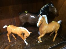 Three Beswick horses