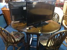 Oak gateleg table and four chairs