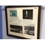 Framed and mounted piece of a stator blade from Bluebird