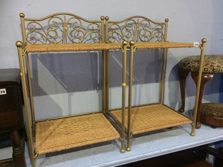 Two metal work side tables