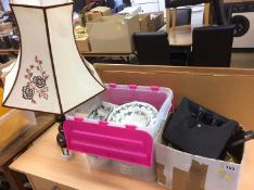 Royal Doulton china, lamp and a box of assorted