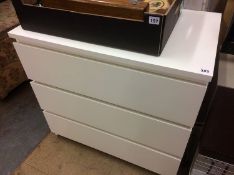 White three drawer chest