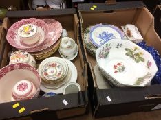 Two trays assorted china