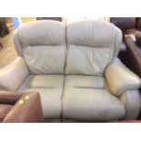 Beige leather Parker Knoll settee