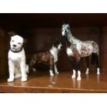 Royal Doulton horse and two dogs