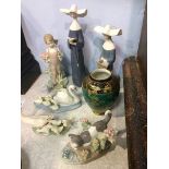 Various Lladro figures and a Carlton vase