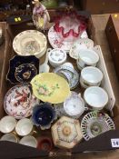 Tray of assorted china including Royal Worcester etc.