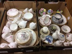Two trays assorted china