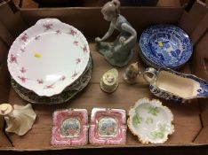 Tray of assorted including Lladro, Maling etc.