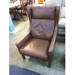 Brown leather armchair