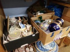 Three boxes of china and glass