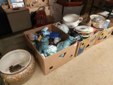 Three boxes of china and glass