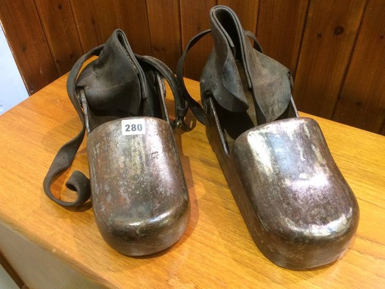 Pair of Siebe Gorman style weighted diving boots
