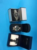 Three wristwatches including Casio, Bulova and Armani