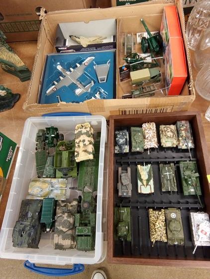 Three boxes of military toys