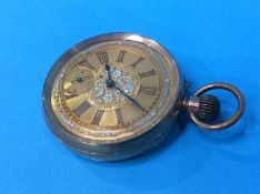 A pocket watch, the case stamped 9ct