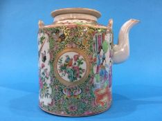 A late 19th century Chinese Canton enamel teapot, 17cm height