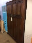 Oak linenfold double door wardrobe
