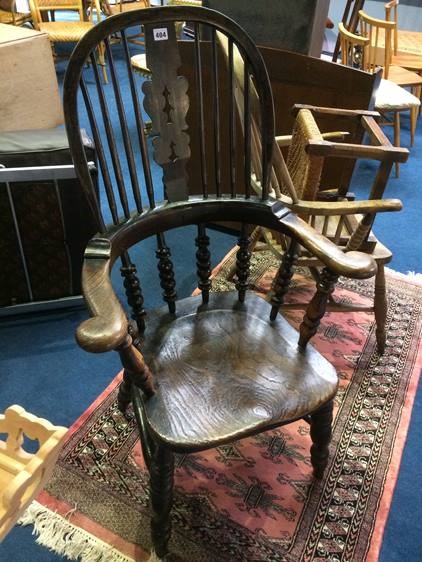 A 19th century stick back Windsor armchair