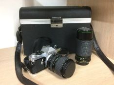 Pentax camera, case etc.