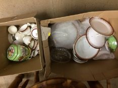 Two boxes of Maling, Royal Grafton Tea and Dinner china, glass etc.