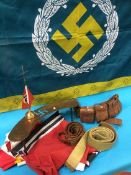 Ammunition belt, various reproduction German flags etc.