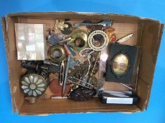 Tray of assorted including silver pencil, various coins and medallions etc.