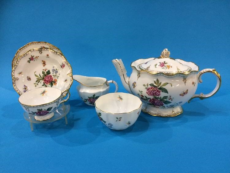 A Royal Crown Derby 'Derby Days' tea service comprising; teapot, sugar bowl, cream jug and six