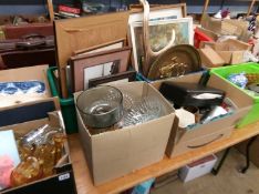 Eight boxes of glass, china, pictures etc.