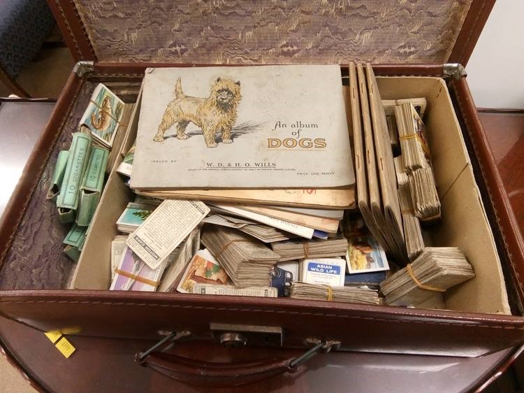 A suitcase full of cigarette cards, W.D. and H.O. Willis etc.