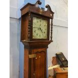 An oak long case clock, eight day movement, painted dial signed E. Lowe