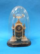 A 19th century alabaster bracket clock with applied porcelain panels and gilt metal mounts. Having