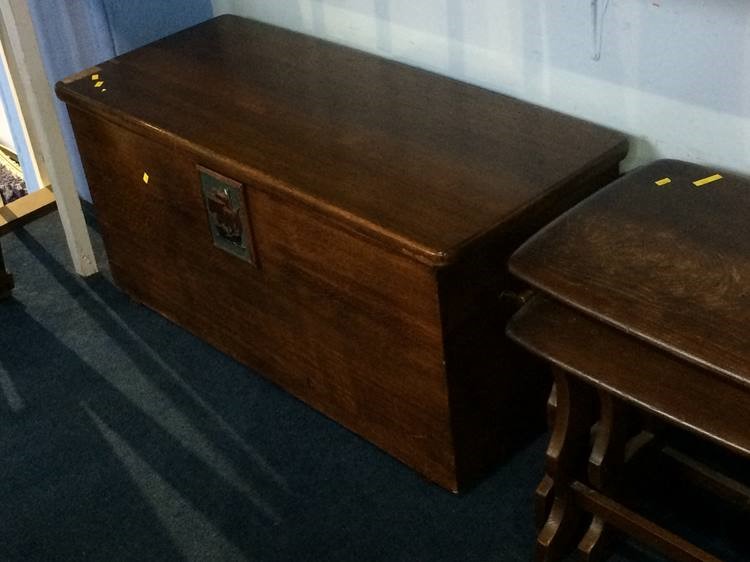 Oak blanket box, nest of tables and Ercol coffee table - Image 3 of 3
