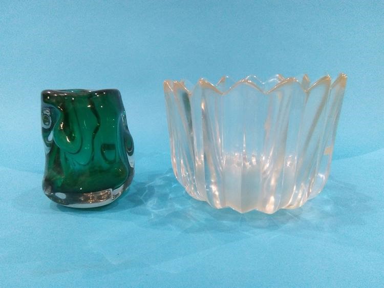 An Orrefors glass vase and a green Whitefriars vase (2) - Image 2 of 2