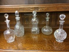 Five decanters