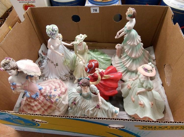 Six figurines, Coalport, Royal Doulton