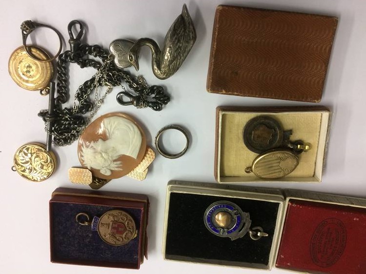 A silver Albert, various fobs, a cameo etc. - Image 2 of 2