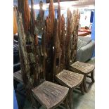 A set of six weathered reclaimed chairs