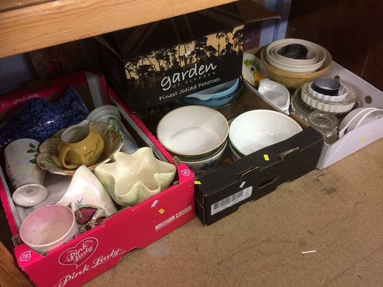 Shelf of assorted china